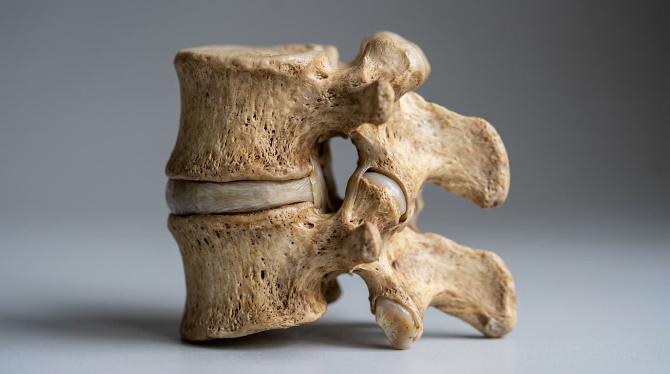 Anatomische Darstellung einer Wirbelsäule mit hervorgehobenen kleinen Wirbelgelenken